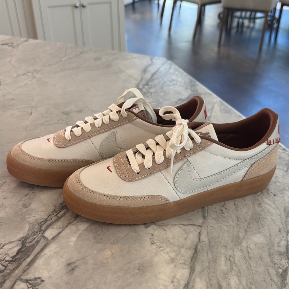 Nike White and Tan Women's Sneakers